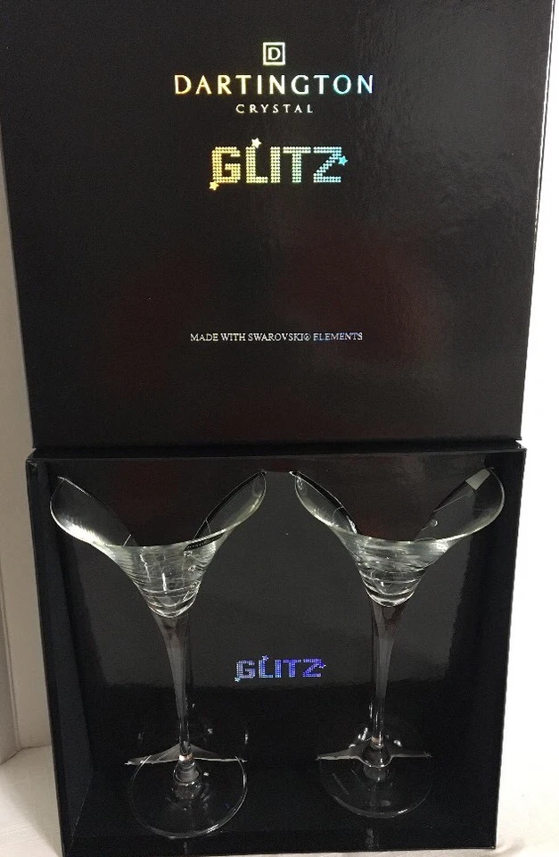 Dartington Crystal Glitz Martini Glass Crystallized Swarovski Elements Set Of 2 - Image 2 of 4