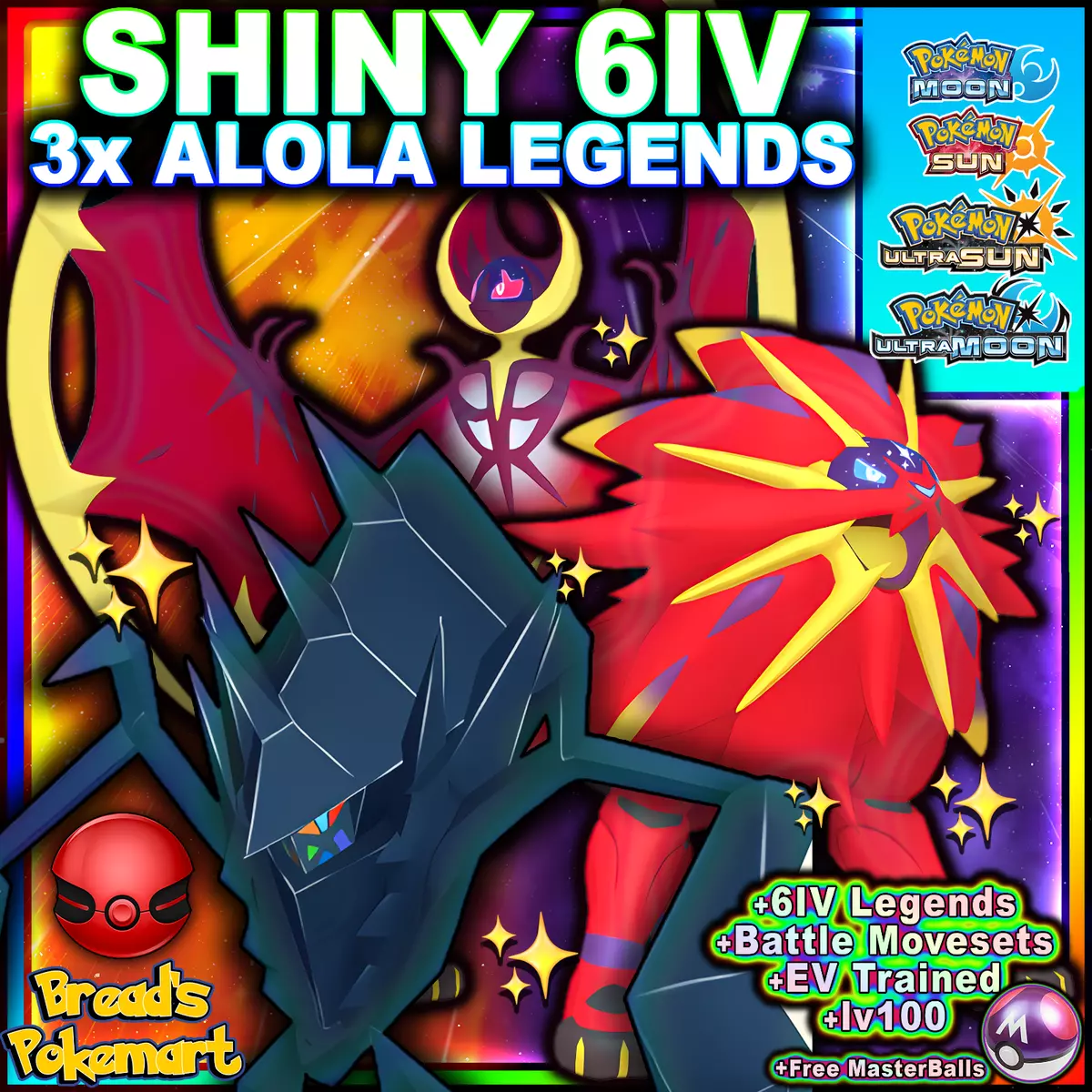 Buy Shiny Solgaleo, Lunala, and Necrozma! - Rawkhet Pokemon