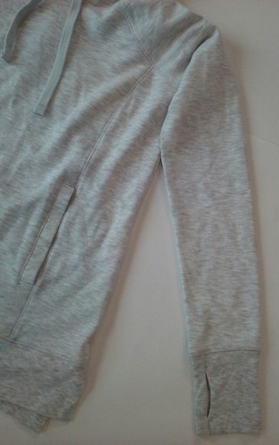 Womens Junior Gray Hoodie With Pocket And Thumbhole Cuffs Size XS - Picture 4 of 7