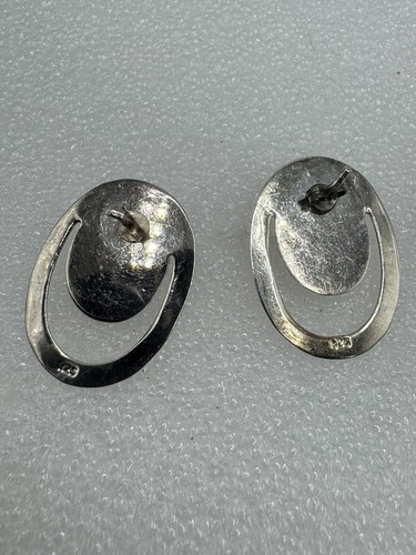 Aretes vintage de plata de ley estampados ovalados perforados 11 g - Imagen 6 de 7