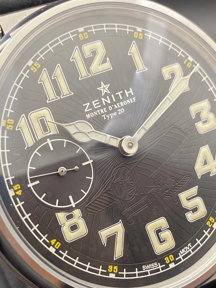 Reloj de matrimonio estilo piloto Zenith hecho a medida - Movimiento suizo vintage años 50 Foto 4 de 4