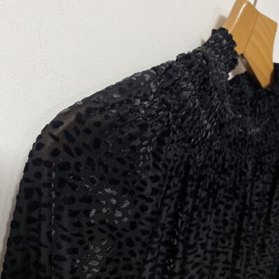 Dranella designer top high neck stunning fabric sz L Black L00K  