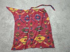 Vintage Talbots Wrap Skirt Womens 8 Red Southwestern Print Geometric Midi