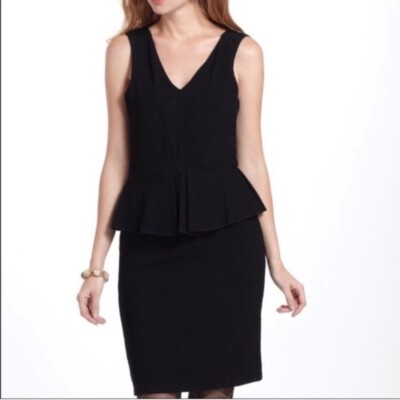 ganni peplum dress Ganni Programme Miss Marple Black Peplum Dress Sleeveless Sheath Size Medium