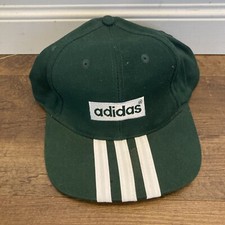 Vintage Adidas Green Cap 3 Stripe Soccer SnapBack Hat