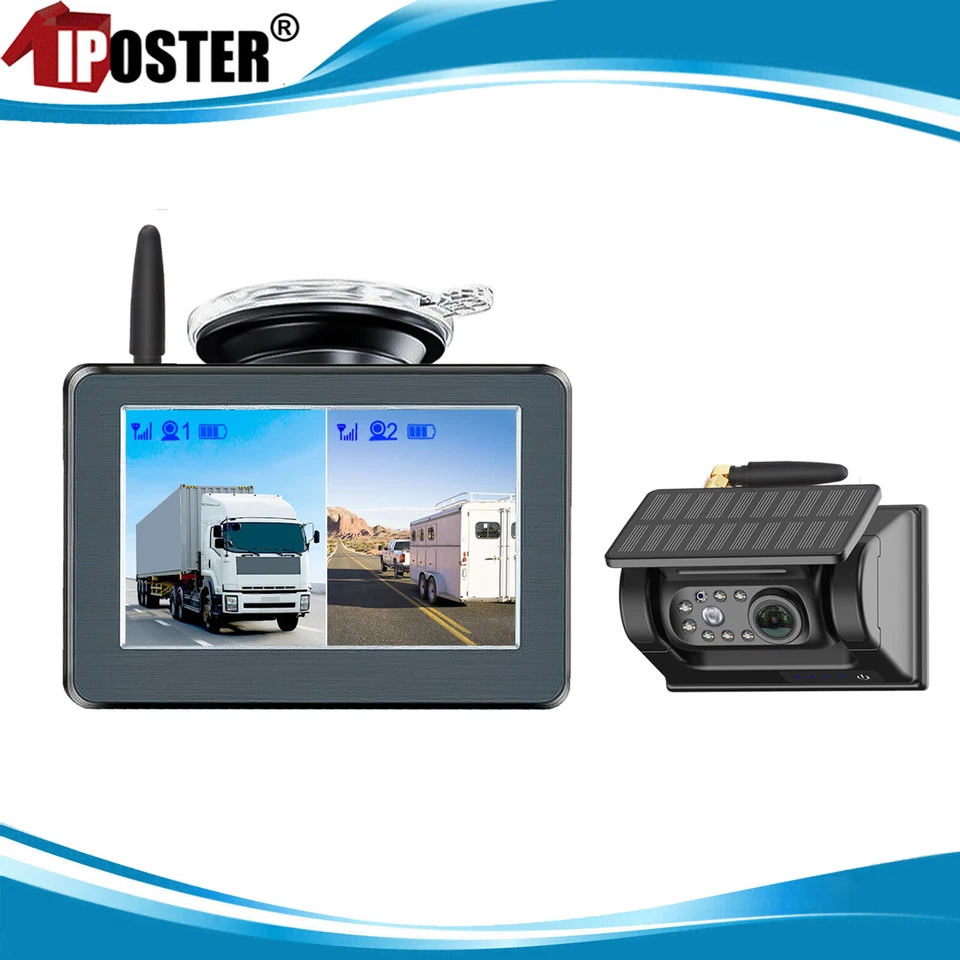Wireless 5" Monitor Solar Magnetic Backup camera For Truck Trailer RV - Image 2 of 4