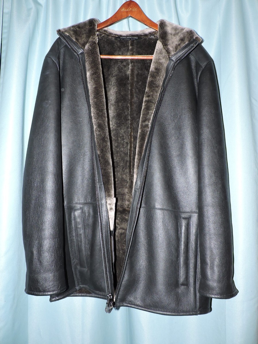 Andrew Marc black leather jacket 100% lamb shearing Size