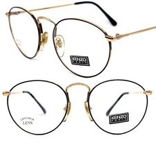 Kenzo Musicien Classy P3 Round Gold Eyeglasses W Black Enameled Rims, nOs 80s
