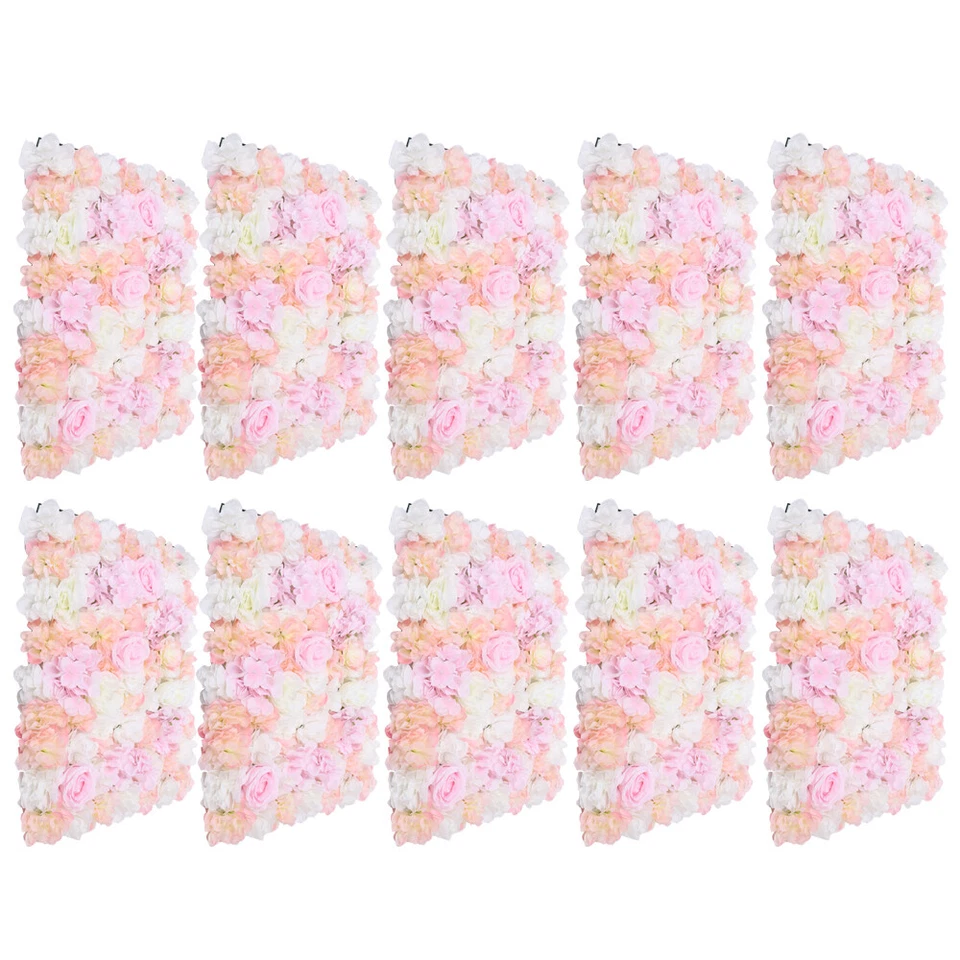 10Pcs Flower Panel Artificial Flower Wall Panel White Flower Backdrop Wall Decor - Image 4 of 4