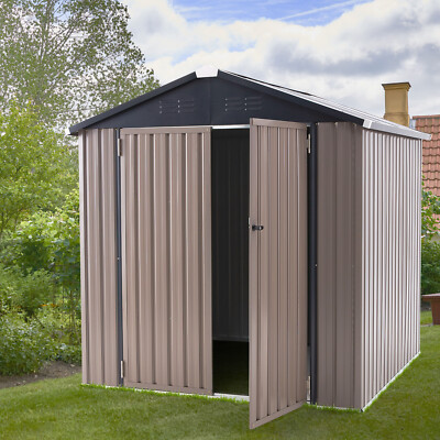 AECOJOY 6'x6' Outdoor Metal Storage Shed for Garden Tools w