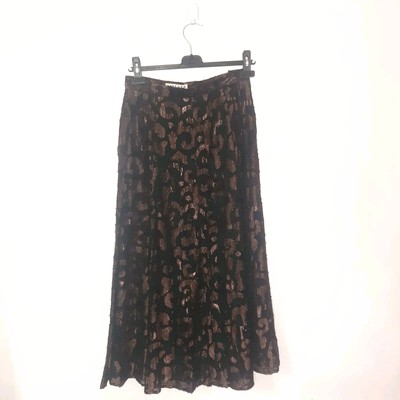 Jaeger Black Gold Silk Blend Metallic Maxi Skirt Size 10 UK