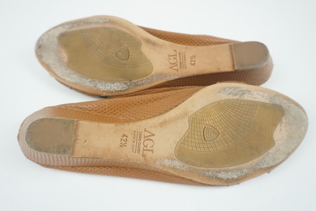 AGL Attilio Giusti Leombruni Brown Leather Open Toe Flats