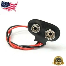 9V (9 Volt) Battery Connector Clip Snap On Plug - Long 12cm Wire Leads