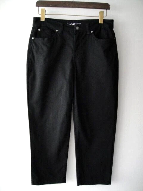 Croft & Barrow Size 8 Black Classic Fit Denim Cotton Spandex Capri Pants