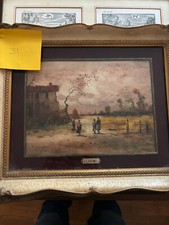 Coppia di due dipinti di Lucio Cargnel, olio su cartone, paesaggio, cm 23,5x18