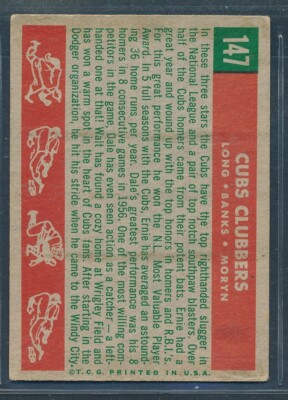 1959年 TOPPS CUBS CLUBBERS #147 PSA 7 1959 Topps Cubs Clubbers (Dale Long/Ernie Banks/Walt Moryn