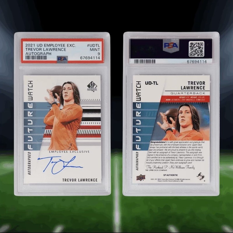 Trevor Lawrence 2021 Upper Deck Employee Exclusive Rookie Auto PSA 9