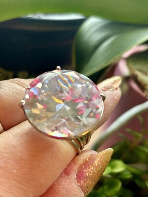Magical Witch Ring Huge Faceted Cubic Zirconia Size 10 Witch Family Heirloom