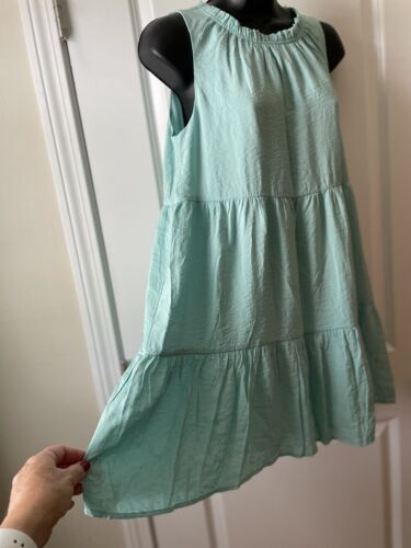 Loft Tiered Lined Swing Ruffle Midi Dress Women XS Petite Aqua NEW WITH TAGS - Picture 3 of 9