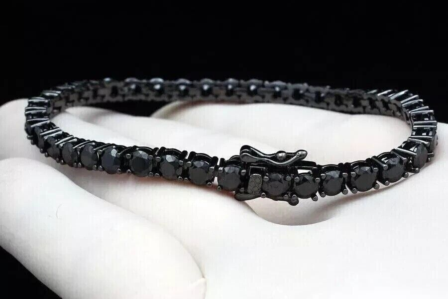 8.0 Ct Round Lab Created Black Onyx 6MM Tennis 7