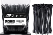 Zip Ties 4 inch 150 or 200 Pack Small Zip Ties with 18 lb Tensile Strength Black