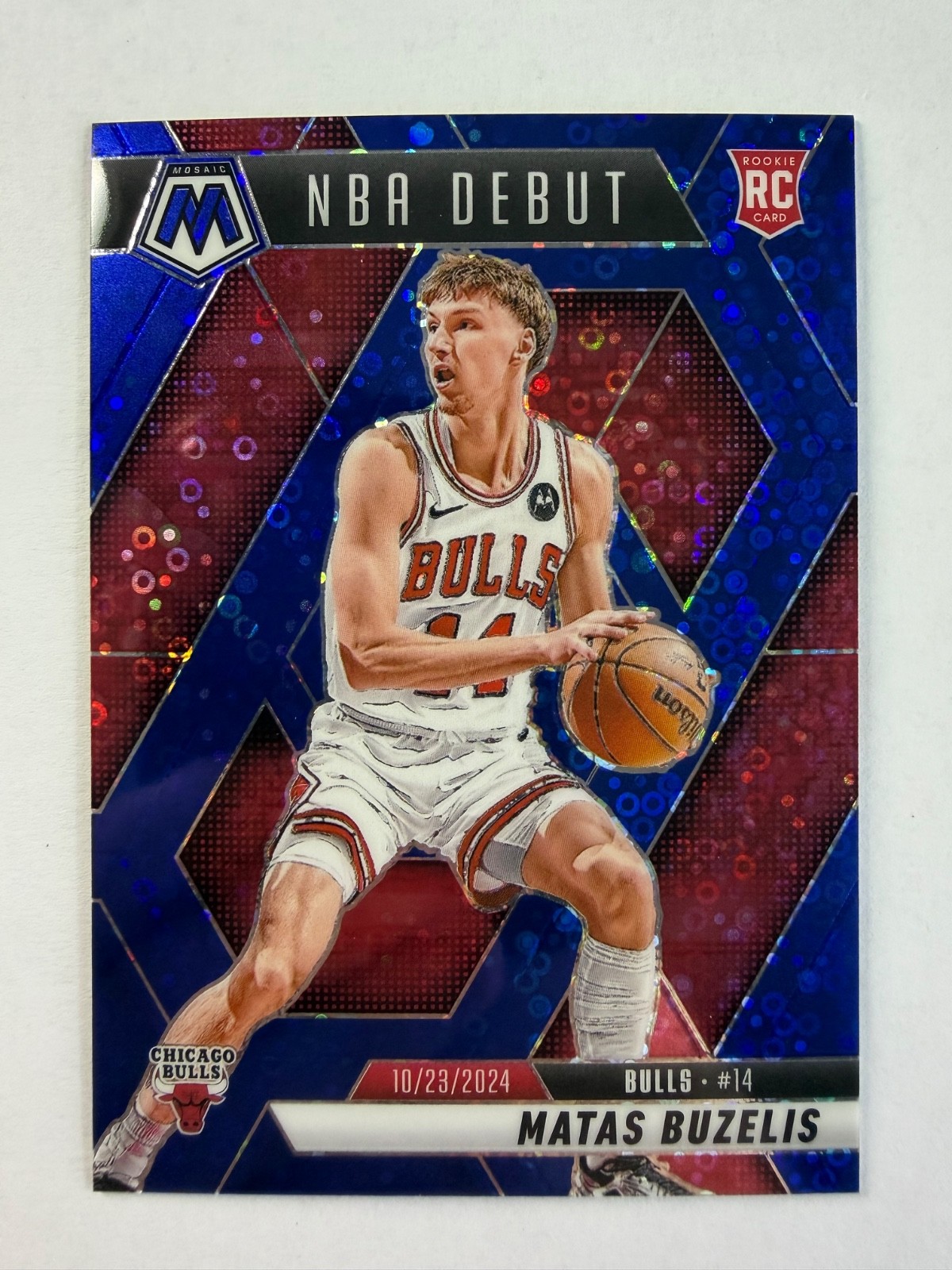 2024-25 Panini Mosaic Fast Break Matas Buzelis #257 Blue Disco NBA Debut RC /85