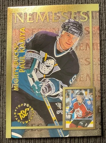 1995-96 PAUL KARIYA/PETER FORSBERG STADIUM CLUB NEMESES INSERT CARD #N9