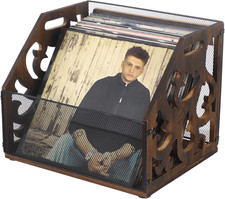 Vinyl Record Storage Crate, Vintage Wood Metal Record Holder, LP Record Storage