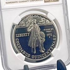NGC 1992 P Columbus Quincentenary S$1 PF69 Ultra Cameo 90% Silver