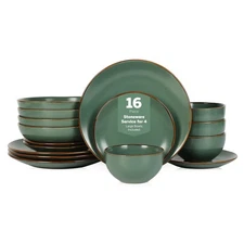 Brasa Modern Stoneware 16 Piece Dinnerware Sets, Plates and Bowls Sets, Dish ...