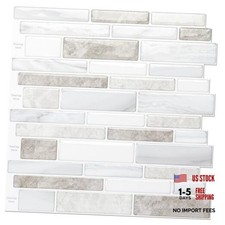 10 Sheet Marble Peel and Stick Backsplash for 12inches x 12inches Beige