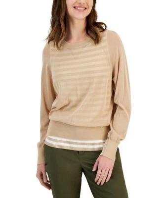 Tommy Hilfiger Womens Double-Layer Sheer Swe 196701549983 M RT $109.0