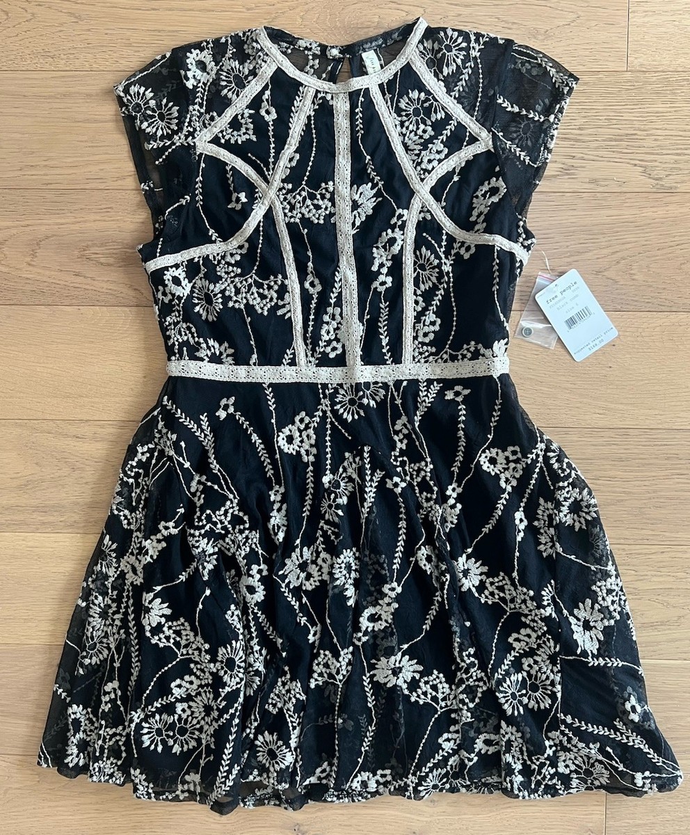 free people laurel lace dress Free People Laurel Lace Dress BLACK COMBO Sz 6
