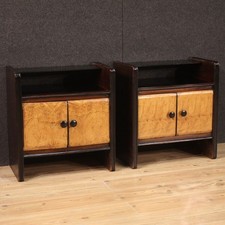 Pair night stands Art Deco vintage bedside ta...