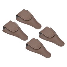 4Pcs 4.5"x2.6" PU Leather Embroidery Scissors Sheath Protective Cover Dark Brown