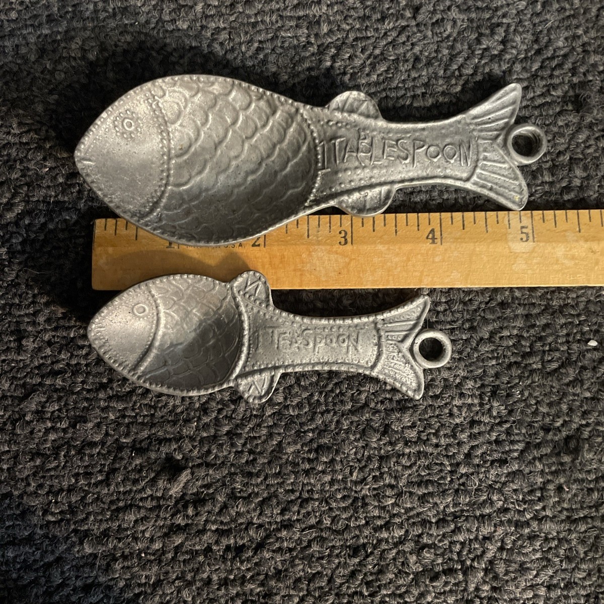 Crosby & Taylor Tin Woodsman Pewter Fish Measuring Spoons Set