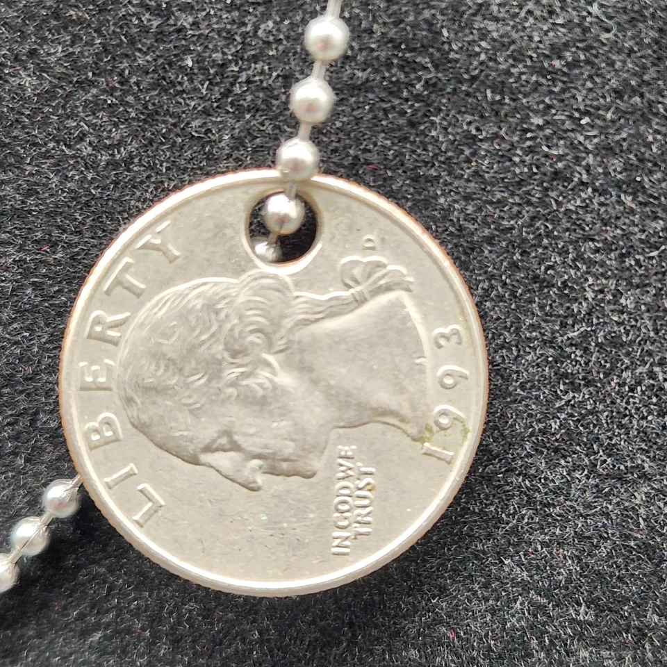 Vintage 1993 Military Dog Tag Necklace Catholic Pendant Silver Ball Chain - Image 2 of 4