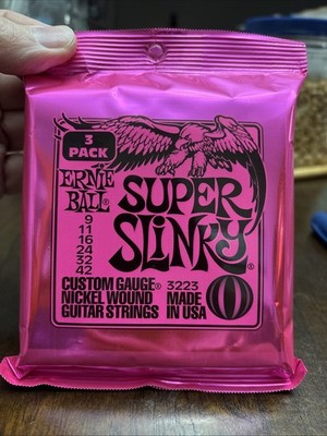 Ernie Ball Super Slinky Nickel Wound Electric Guitar Strings 3 Pack - 9-42 Gauge