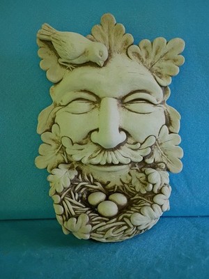 Vintage Carruth Studio Cement Garden Smile Birdfnest In His Beard Cast Stone Art