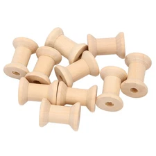 10Pcs Wooden Empty Thread Spools Natural Color 29mm x23mm V5M39154
