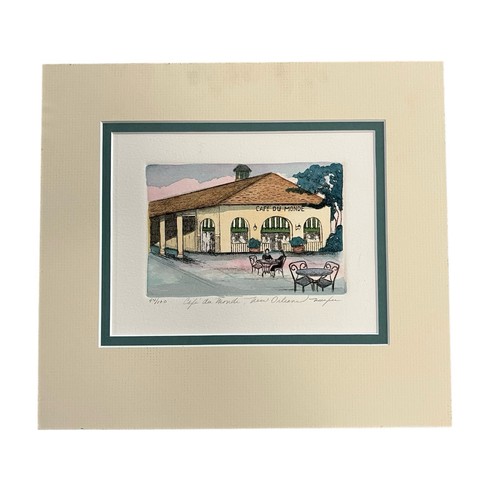 VTG Cafe Du Monde Mixed Media Artwork Signed #44/100 New Orleans Unknown Artist - Picture 2 of 6