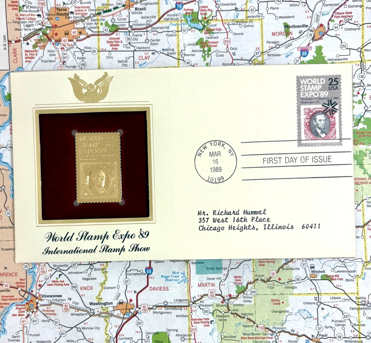 22k Gold Replica Stamps In Us First Day Covers (1981-1990) for  display picture 1