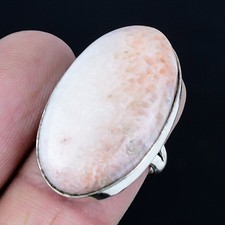 Exquisite Scolecite Gemstone Handmade 925 Sterling Silver Ring Size 6