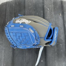 RAWLINGS SAVAGE YOUTH BASEBALL GLOVE  S10GRY REG 10 INCH  BLUE  GRAY LEATHER