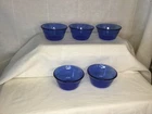 Vintage Set of 5 Pyrex Originals Cobalt Blue Glass Custard Cups.