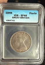 1849 Victoria Godless Florin ICG Graded EF45