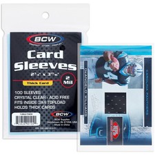 Thick Trading Card Sleeves for Cards up to 240 Pt, Clear, 100 Count