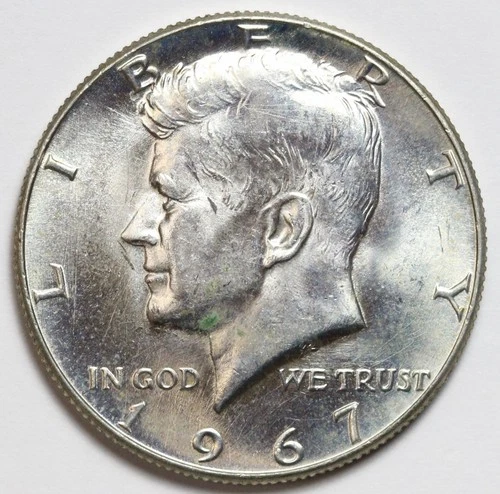 1967 50c Kennedy 40% Silver Half Dollar Uncirculated - RAW - Nice Luster