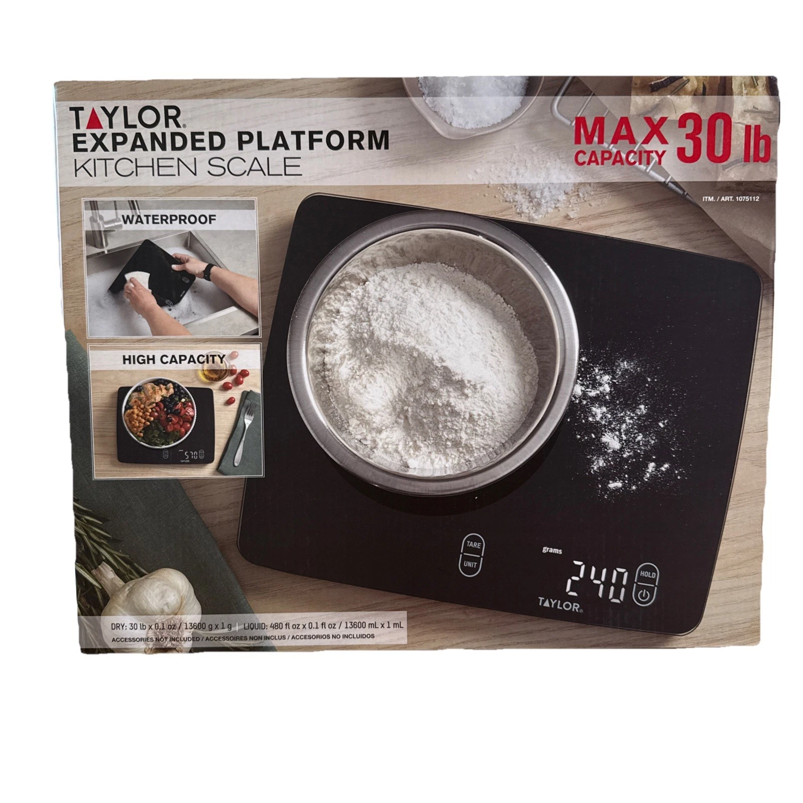 Taylor Waterproof Digital Kitchen Scale 30 lb Capacity Expanded Platform – New
Opens in a new window