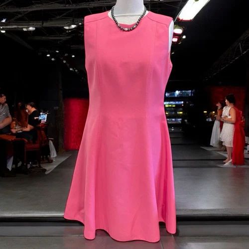 Mini Abito ROSSO VALENTINO A Line Rosa IT44 US8 UK12 Foderato Senza Maniche Danza Pasqua